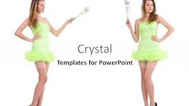 Presentation with fairy - Colorful PPT layouts enhanced with fairy in light charming dress isolated on white backdrop and a white colored foreground