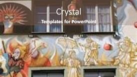  Presentation with fairy - PPT theme with fairy-painting-on-the-wall background and a violet colored foreground