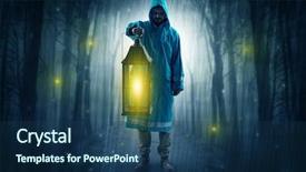  Presentation with fairy silhouettes - PPT theme consisting of fairy silhouettes - man in raincoat coming background and a ocean colored foreground