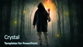  Presentation with path - PPT theme enhanced with fairy silhouettes - mysterious man coming background and a wine colored foreground