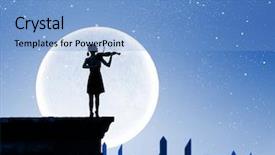  Presentation with fairy night - Slides having fairy silhouettes - silhouette of woman playing violin background and a light blue colored foreground