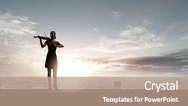  Presentation with night - Cool new PPT theme with fairy silhouettes - silhouette of woman playing violin backdrop and a coral colored foreground