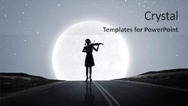  Presentation with fairy night - Amazing PPT layouts having fairy silhouettes - silhouette of woman playing violin backdrop and a light blue colored foreground