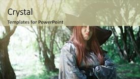  Presentation with book opening - Presentation theme having fairy tale book opening - photo of dissatisfied witch background and a soft green colored foreground