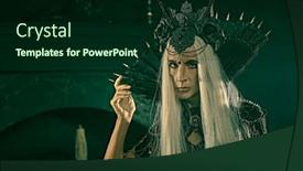  Presentation with hair dress - Presentation design consisting of fairy-tale-evil-queen-witch background and a forest green colored foreground