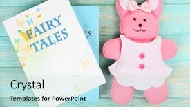  Presentation with fairy tale - Presentation theme featuring fairy tales close-up background and a mint green colored foreground