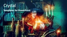  Presentation with fairy - Presentation design consisting of fairy wicked witch background and a ocean colored foreground