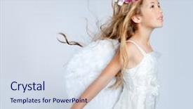  Presentation with angel - Slide deck with fairy wings - angel child girl with wind background and a sky blue colored foreground