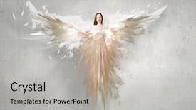  Presentation with fairy - Presentation theme featuring fairy wings - angelic beautiful woman background and a light gray colored foreground