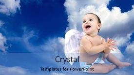  Presentation with angel baby - Presentation enhanced with fairy wings - beautiful baby angel sitting background and a teal colored foreground