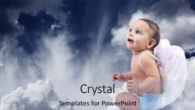  Presentation with angel baby - Colorful presentation theme enhanced with fairy wings - beautiful baby angel sitting backdrop and a light blue colored foreground