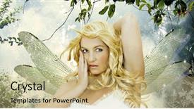  Presentation with forest fairy - Audience pleasing theme consisting of fairy wings - blond elf in forest backdrop and a coral colored foreground