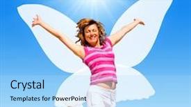  Presentation with health and happiness - Presentation enhanced with fairy wings - me miss happiness background and a light blue colored foreground