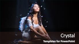  Presentation with angel - Presentation theme enhanced with fairy wings - young woman as an angel background and a wine colored foreground