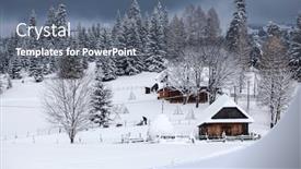  Presentation with fairy - Amazing PPT theme having fairy winter landscape in the carpathian mountains snow covered small mountain village backdrop and a gray colored foreground