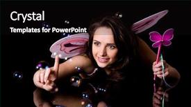  Presentation with magic wand - Theme having tri star - fairy with pink wings background and a black colored foreground