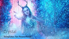  Presentation with forest fairy - Amazing PPT theme having fairy-world-beautiful-forest-nymph backdrop and a light blue colored foreground
