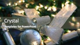  Presentation with silver christmas - Slides enhanced with fairylights - christmas decorations silver balls ribbons background and a gray colored foreground