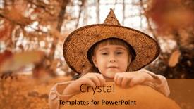  Presentation with autumn leaves - PPT theme having fairytale-children-s-halloween background and a  colored foreground