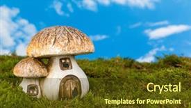  Presentation with house - Colorful presentation design enhanced with fairytale toadstool as a gnome backdrop and a tawny brown colored foreground