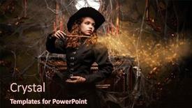  Presentation with magic wand - Presentation theme consisting of fairytale-witch-girl-casts and a wine colored foreground