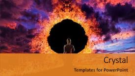  Presentation with hell - Beautiful theme featuring world faith - woman at hell's door dramatic backdrop and a gold colored foreground