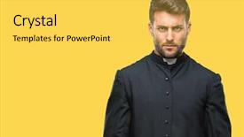  Presentation with christian - Cool new slide set with faith doubt - young catholic christian priest man backdrop and a yellow colored foreground