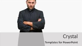  Presentation with christian - Colorful slides enhanced with faith doubt - young catholic christian priest man backdrop and a light gray colored foreground