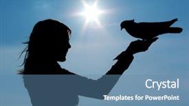  Presentation with girl design - Beautiful PPT layouts featuring faith dove - silhouettes of girl and pigeon backdrop and a teal colored foreground