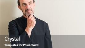  Presentation with religion elves - Cool new PPT theme with faith reason - senior priest religion man serious backdrop and a  colored foreground