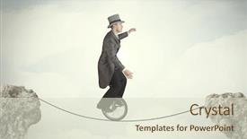  Presentation with brave - Theme having faith rock - brave business man riding background and a soft green colored foreground