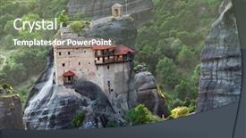  Presentation with religion islam holy quran - PPT theme having faith rock - holy monastery of st nicholas background and a gray colored foreground