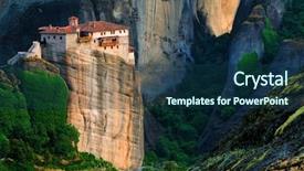  Presentation with faith - Colorful slide deck enhanced with faith rock - sunset light over meteora monasteries backdrop and a navy blue colored foreground