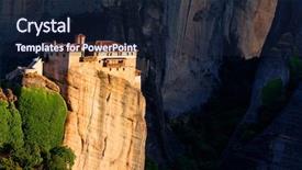  Presentation with rock - PPT layouts with faith rock - sunset light over meteora monasteries background and a wine colored foreground