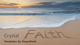  Presentation with faith - Slide deck having faith-word-on-the-sea background and a coral colored foreground