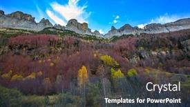  Presentation with valley of fire - Slide deck with faja de pelay in ordesa valley pyrenees huesca aragon spain background and a tawny brown colored foreground