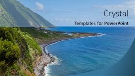  Presentation with coast line - Amazing PPT layouts having faja-of-caldeira-de-santo backdrop and a light blue colored foreground