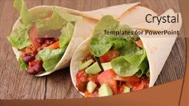  Presentation with beef - Cool new slide deck with fajita burrito with beef backdrop and a coral colored foreground