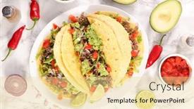  Presentation with tacos - Slide deck enhanced with fajita-with-beef-and-guacamol background and a blonde colored foreground
