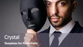  Presentation with mask - Beautiful PPT theme featuring fake - man with black mask backdrop and a gray colored foreground