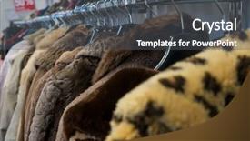  Presentation with thrift shop - Cool new slide set with fake - rail of secondhand fur coats backdrop and a dark gray colored foreground