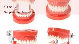  Presentation with dentures - Amazing presentation having fake - teeth or dentures isolated backdrop and a lemonade colored foreground