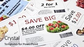  Presentation with release - Audience pleasing presentation consisting of fake coupon background all coupons backdrop and a white colored foreground