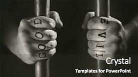  Presentation with prison bars - Slide set featuring fake good and evil background and a dark gray colored foreground