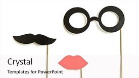  Presentation with gem stones smudge sticks - Colorful slide deck enhanced with fake lips glasses and mustaches backdrop and a sky blue colored foreground