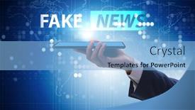  Presentation with fake news - Colorful PPT theme enhanced with fake-news-concept-in-information backdrop and a light blue colored foreground