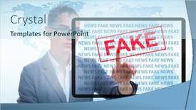 Presentation with fake news - Cool new PPT theme with fake-news-concept-in-information backdrop and a sky blue colored foreground