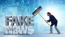  Presentation with fake news - PPT theme enhanced with fake-news-concept-in-information background and a light blue colored foreground
