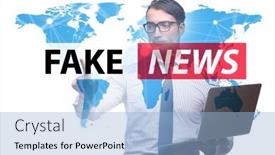  Presentation with fake news - Colorful presentation theme enhanced with fake-news-concept-in-information backdrop and a light blue colored foreground
