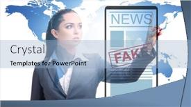  Presentation with fake news - Slides with fake-news-concept-in-information background and a light blue colored foreground